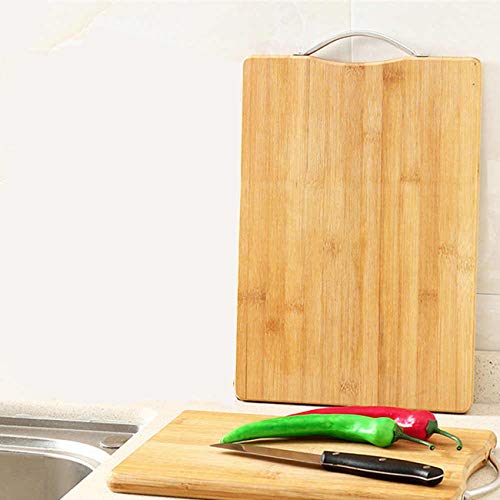 HAINE Eco Friendly Bamboo Wood Chopping Board / Cutting Board for Vegetables, Fruits and More (Metal Handle) - Image 2