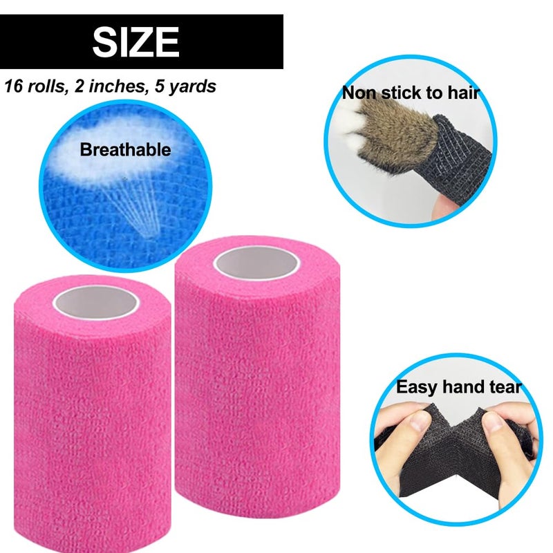 Clooflar 12 Pack Self Adhesive Bandage Wrap,3" X 5 Yards Multi-Colored Elastic Cohesive Bandage for Sports,Wrist,Ankle,Vet Wrap,Grip Tape - Image 3