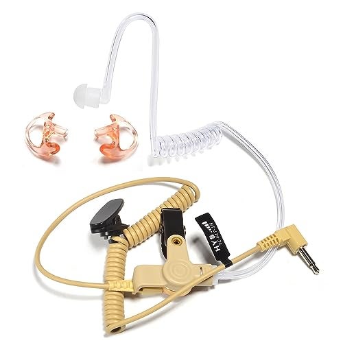 HYS 3.5mm Listen Only Acoustic Tube Earpiece with Medium Soft Silicone Ear Buds Earmolds, Surveillance/Police Radio Headset for Motorola Vertex Hytera Icom 3.5mm Audio Remote Shoulder Speaker Mic - Image 1