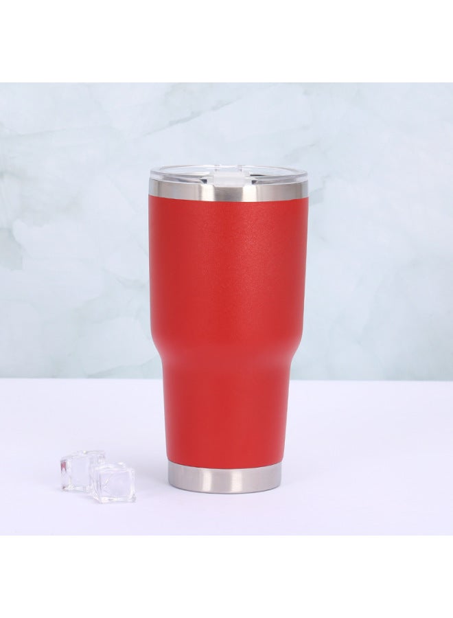 30oz Stainless Steel Thermal Insulation Ice Heater Cup Portable Double Drinking Straw Cup Office Car Car Cup
