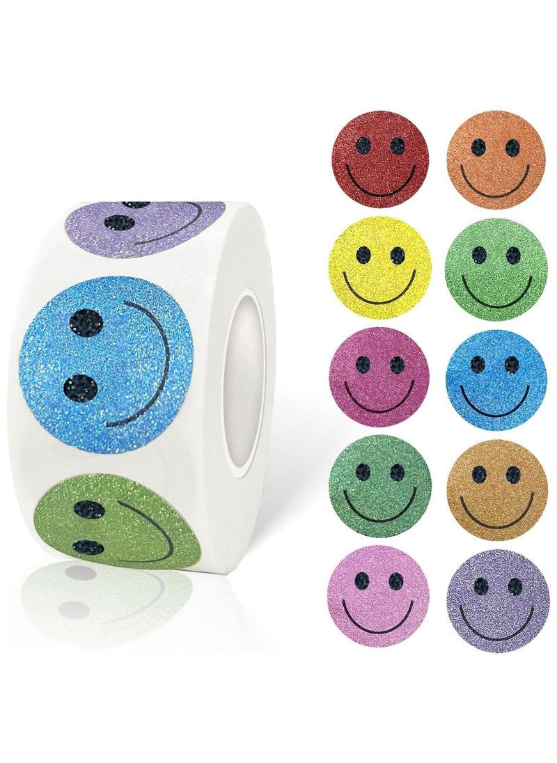 Home Smart Home Smart Colorful Smiley face Stickers Roll of 500 Labels Assorted Color and Design 