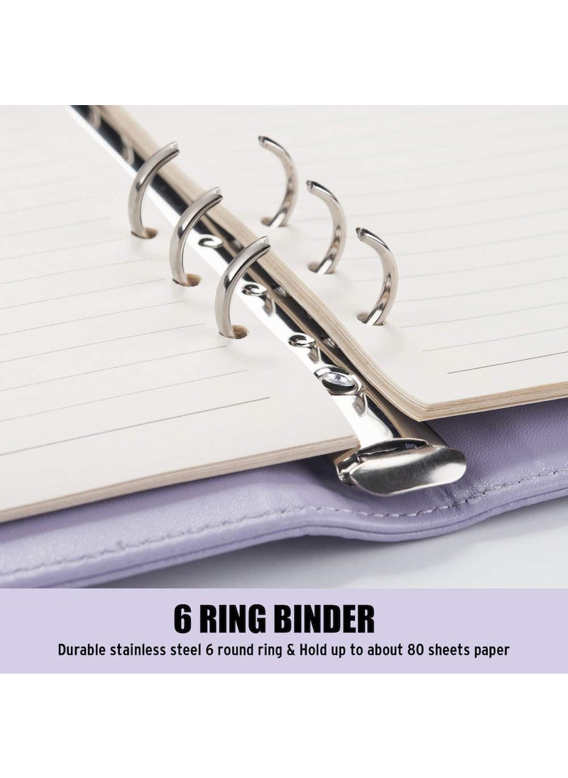 Sooez Sooez A5 Notebook Photocard Binder, 6 Ring Planner, Stylish Loose Leaf Personal Organizer Cover with Magnetic Buckle, PU Leather Binder Women with Macaron Colors (Pink)  - Image 4