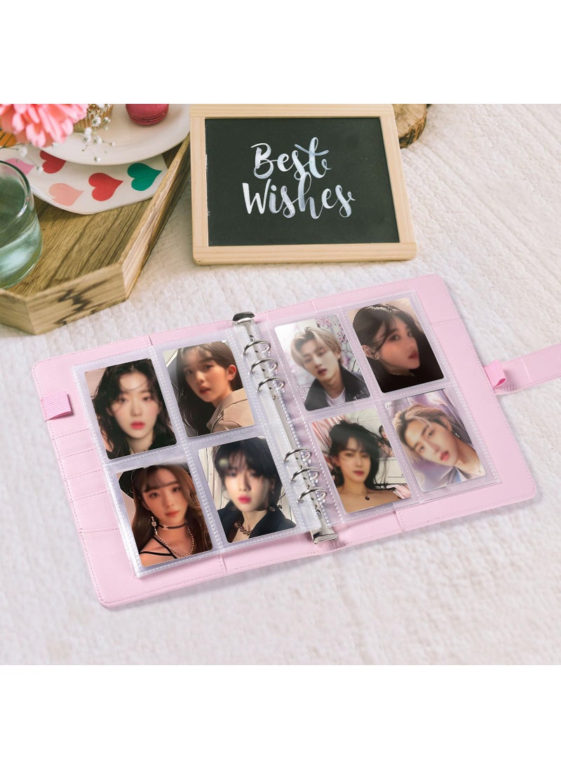 Sooez Sooez A5 Notebook Photocard Binder, 6 Ring Planner, Stylish Loose Leaf Personal Organizer Cover with Magnetic Buckle, PU Leather Binder Women with Macaron Colors (Pink)  - Image 3