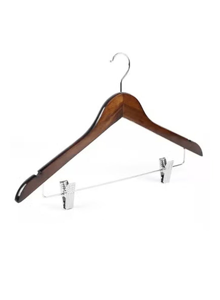 NKX Pack of 10  High Quality Wooden Suit and Pants Rack with Shoulder Notches Hangers - Image 4