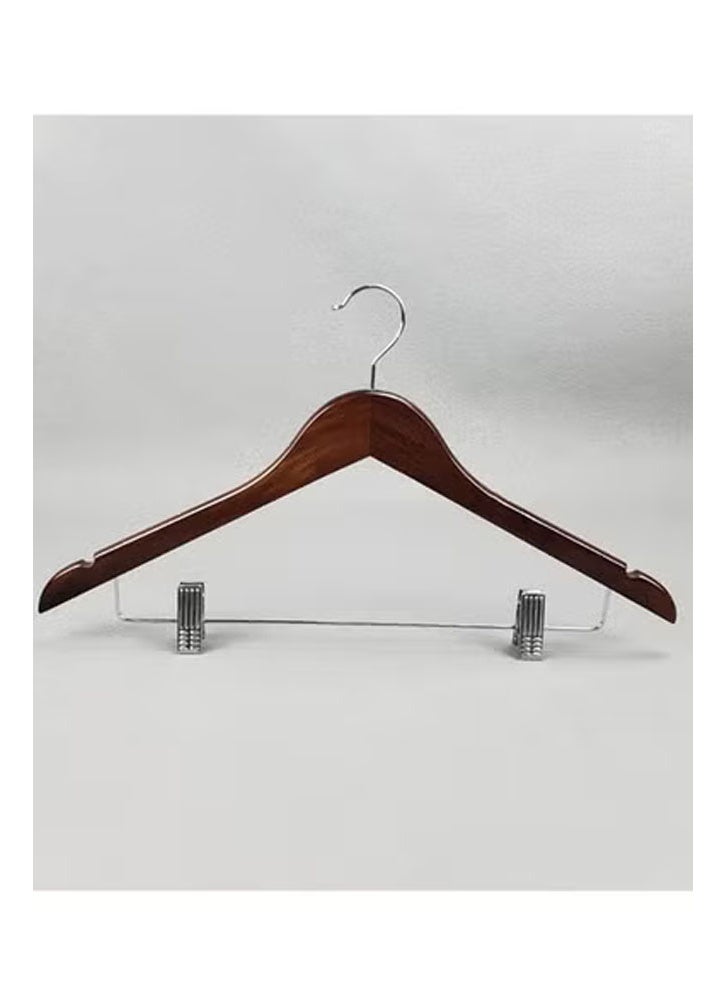 NKX Pack of 10  High Quality Wooden Suit and Pants Rack with Shoulder Notches Hangers - Image 2