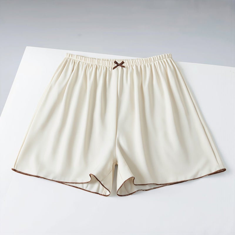 Plus Size Ice Silk Shorts Women Loose Fit No Tight Underwear M Milky White - Image 3