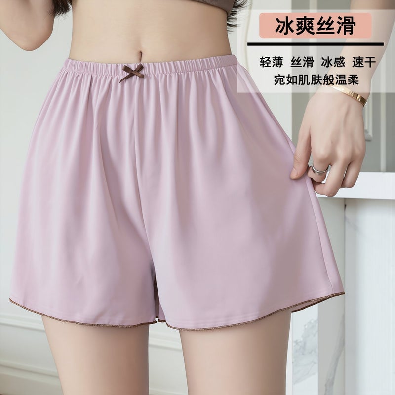Plus Size Ice Silk Shorts Women Loose Fit No Tight Underwear M Milky White - Image 2