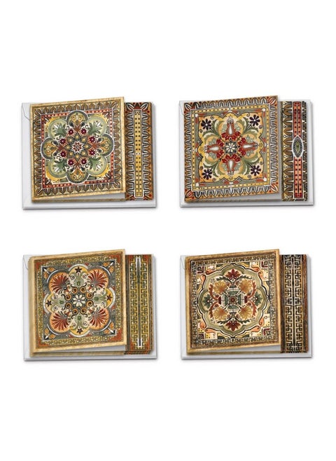 12 Assorted Blank Note Cards (4 X 5.12 Inch) Boxed All Occasion Notecards Bulk (4 Designs 3 Each) Ornate Tiles Mq4609Ocbb3X4