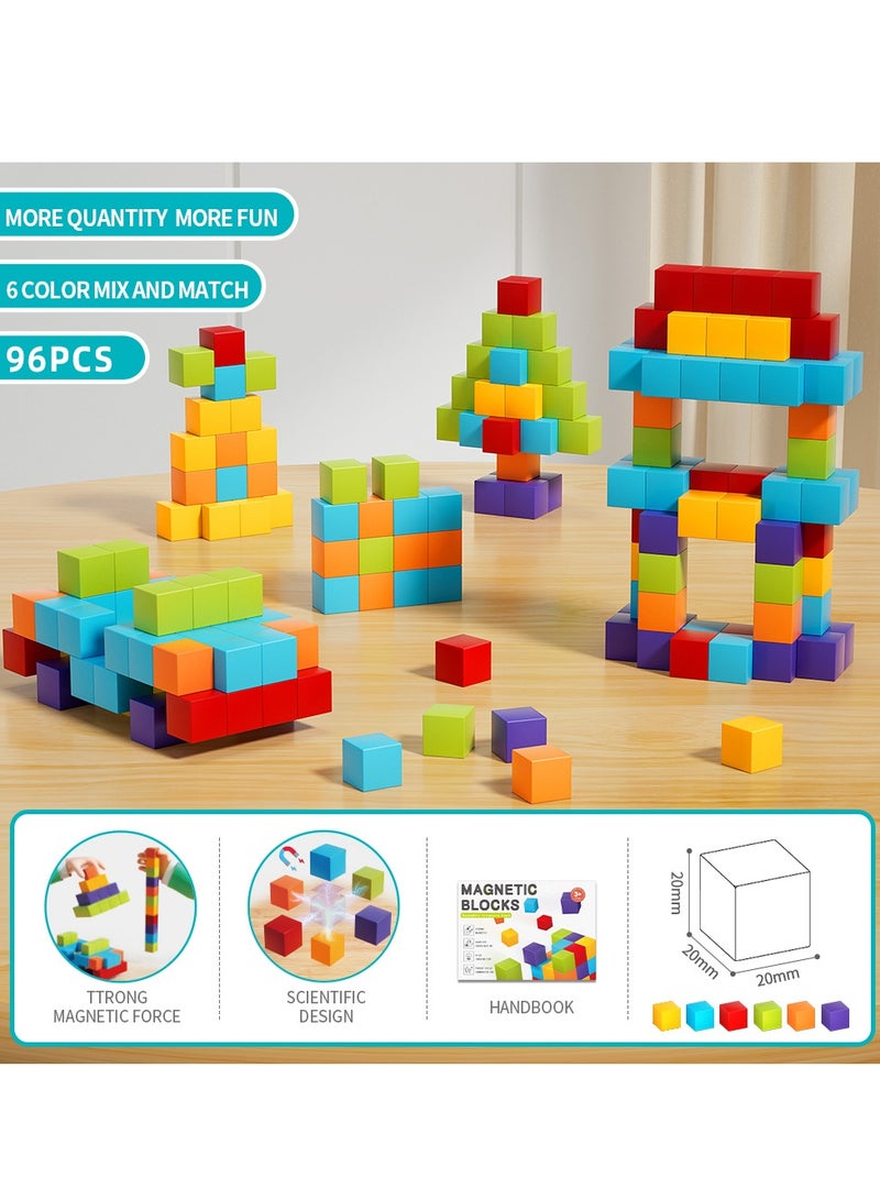 RAKAY Magnetic Building Blocks Set, 96 Pieces, Educational STEM Construction Toy with Strong Magnetic Force - Image 1