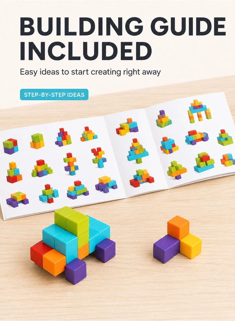 RAKAY 96-Piece Magnetic Cube Building Blocks with 2 cm Multicolor Pieces and Building Guide for Kids Ages 3 Plus - Image 5