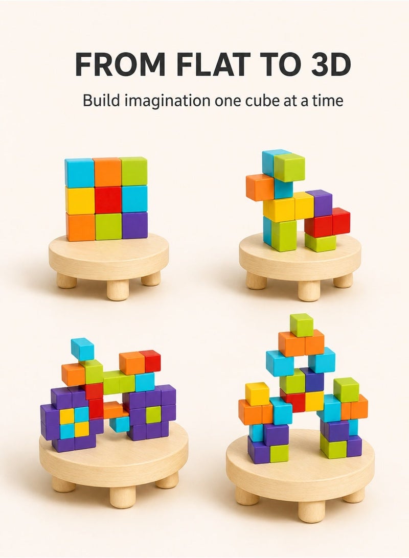 RAKAY 96-Piece Magnetic Cube Building Blocks with 2 cm Multicolor Pieces and Building Guide for Kids Ages 3 Plus - Image 2