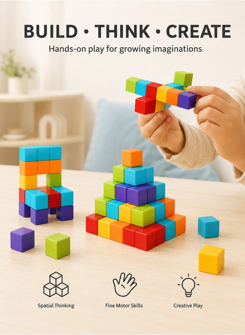 RAKAY 96-Piece Magnetic Cube Building Blocks with 2 cm Multicolor Pieces and Building Guide for Kids Ages 3 Plus - Image 4