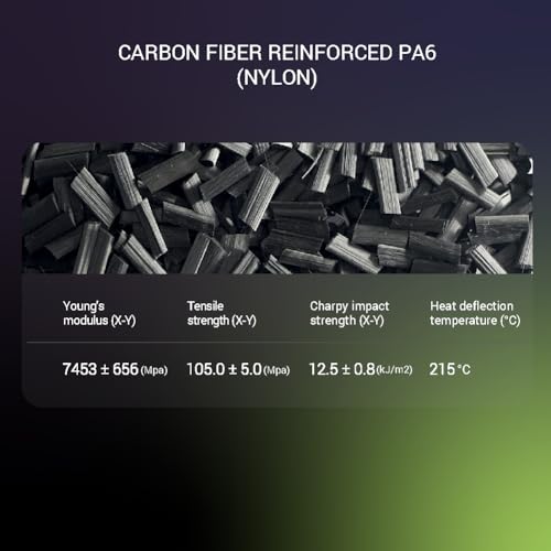 polymaker بوليمكر فايبرون PA6-CF خيوط نايلون ألياف الكربون 1.75 مم أسود 0.5 كجم، فايبرون PA6-CF نايلون بدون انحناء 1.75 مم خيوط طباعة ثلاثية الأبعاد - Image 4