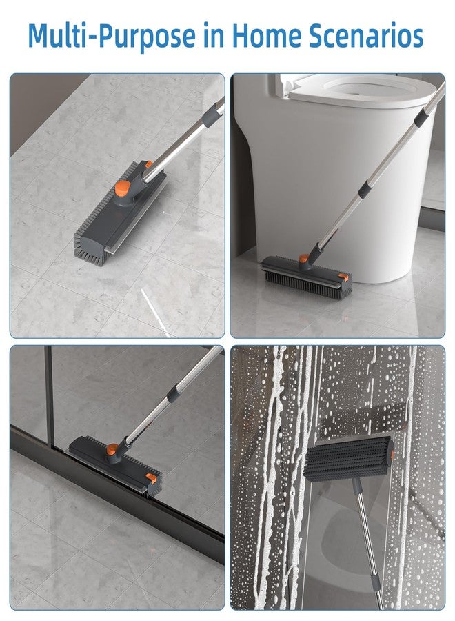 DOLPLEAP Scrub Brush with Long Handle, Floor Scrub Brush Squeegee Broom for Cleaning, 3 in 1 Shower Scrubber Floor Broom Squeegee for Concrete Tile Wall Deck Patio Grey - Image 5