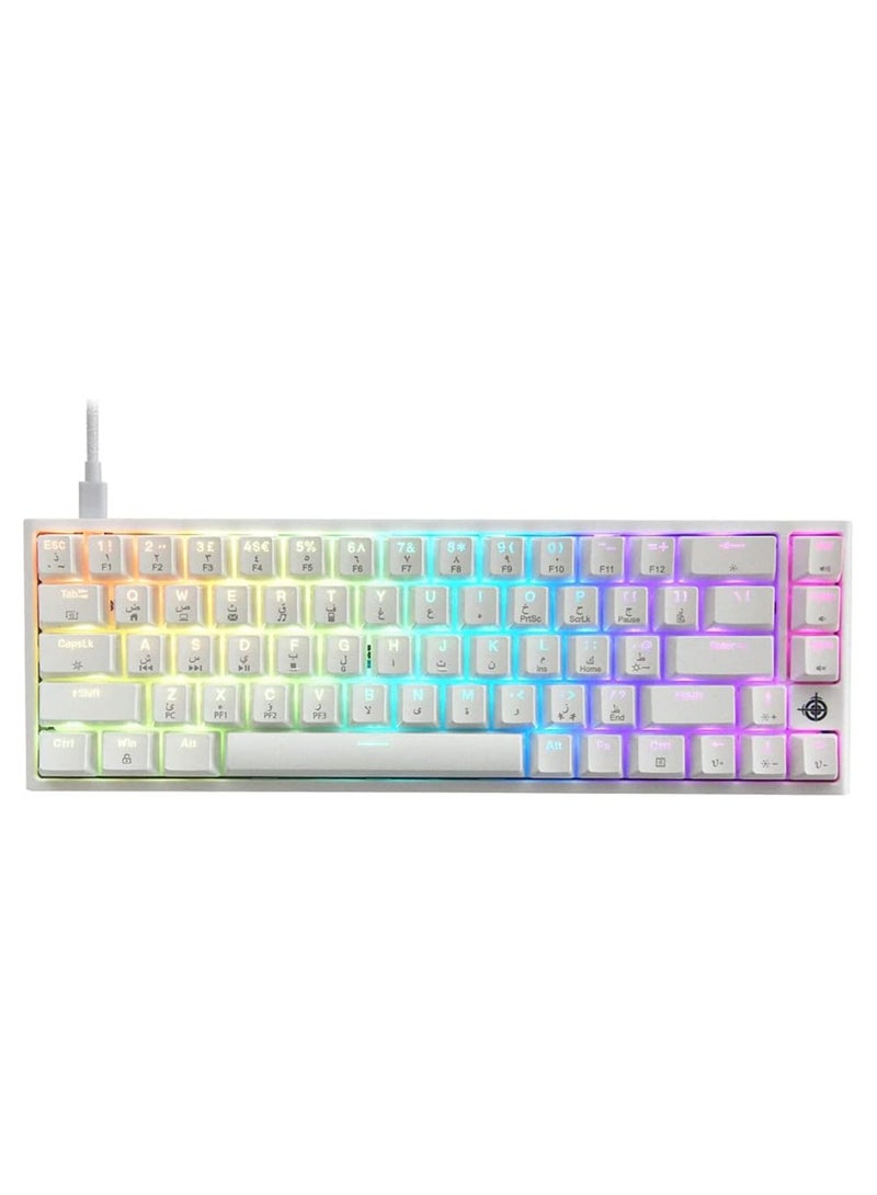 Magic-Refiner MK26 RGB Mini Mechanical Red Switch Keyboard with Arabic Language, White - Image 1
