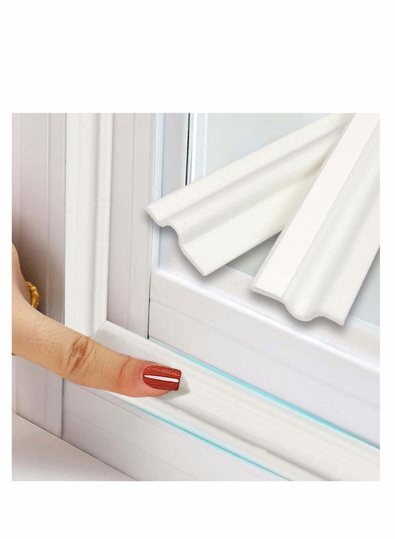 2 Packs Draft Stopper Sweep, Door Weatherproofing Stripping, Window Seal Strip Self-Adhesive Soundproof Seal Strip Cuttable, Wear-Resistant, Window Weather Stripping, Length 13.12Ft White - Image 1