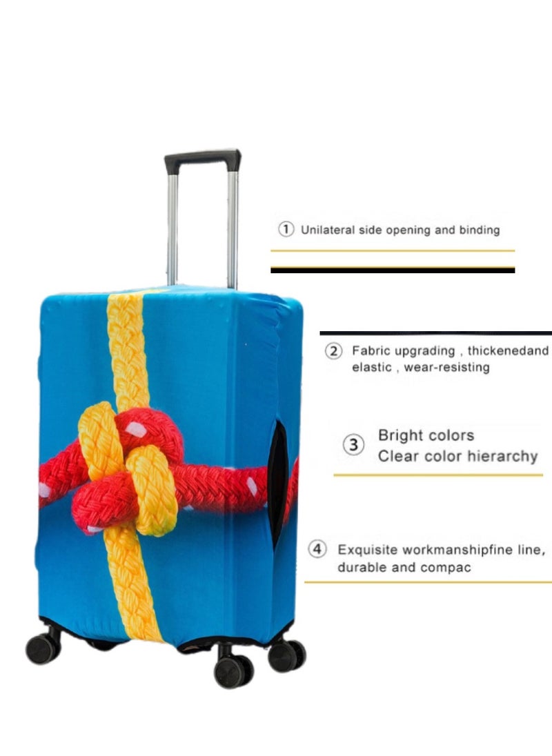 TNGames Thickened & High-Elasticity Luggage Cover (Fits 18-29 Inch Suitcases)blue decorative lines + Free Macaron Apple Green PVC Luggage Tag | Dustproof & Scratch-Resistant | Quick Airport Identification  - Image 3