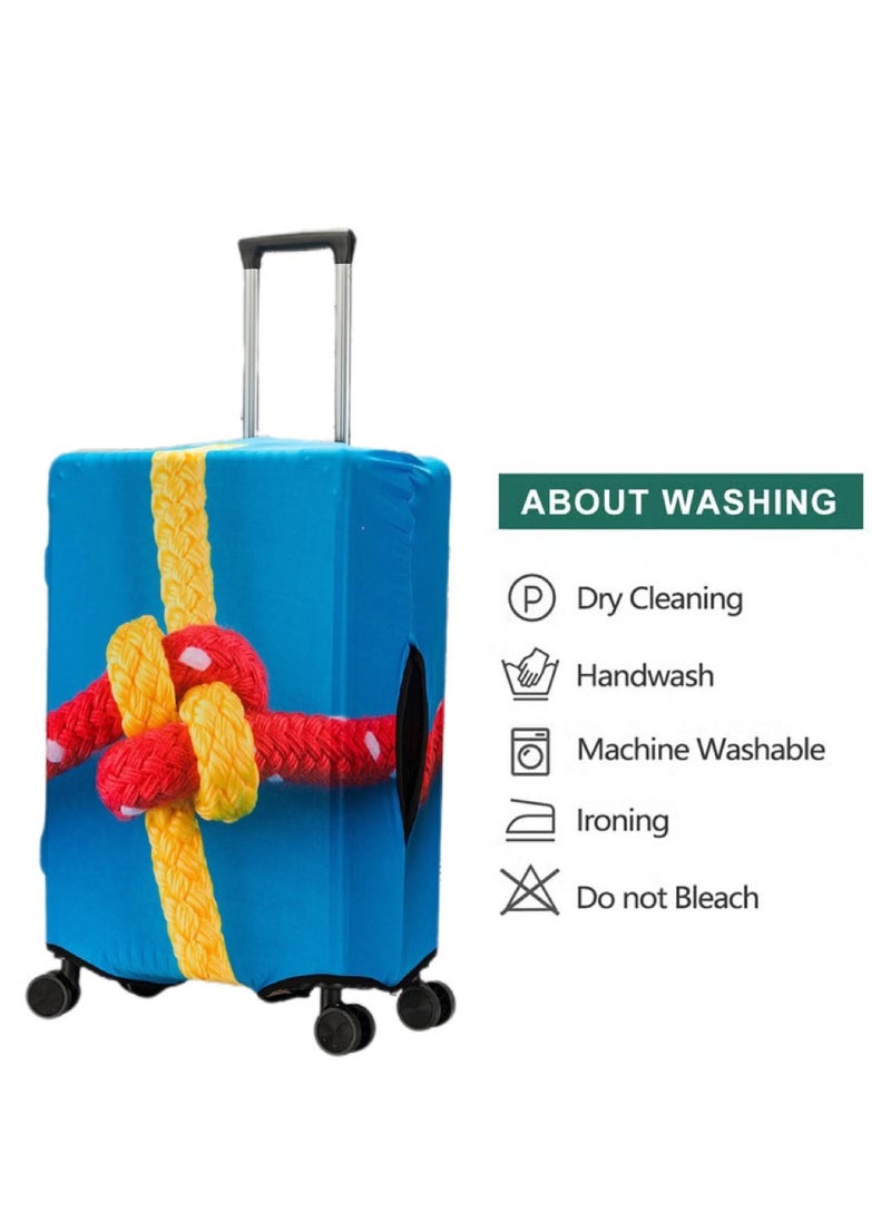 TNGames Thickened & High-Elasticity Luggage Cover (Fits 18-29 Inch Suitcases)blue decorative lines + Free Macaron Apple Green PVC Luggage Tag | Dustproof & Scratch-Resistant | Quick Airport Identification  - Image 5