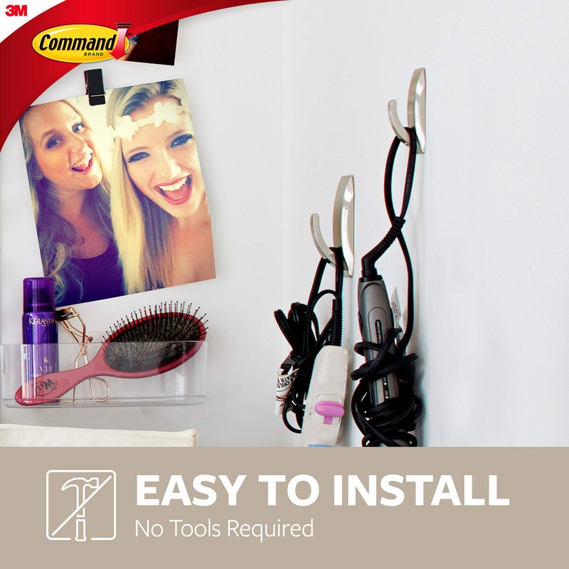 Command Large Modern Reflections Metal Hook, Brushed Nickel, 1-Hook, 2-Strips, Decorate Damage-Free - Image 4