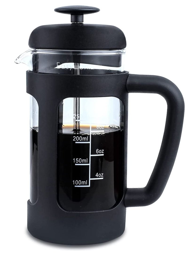Gonice French Press 350ml Coffee Tea Maker with Borosilicate Glass,Non-slip Soft Grip Handle  - Image 1