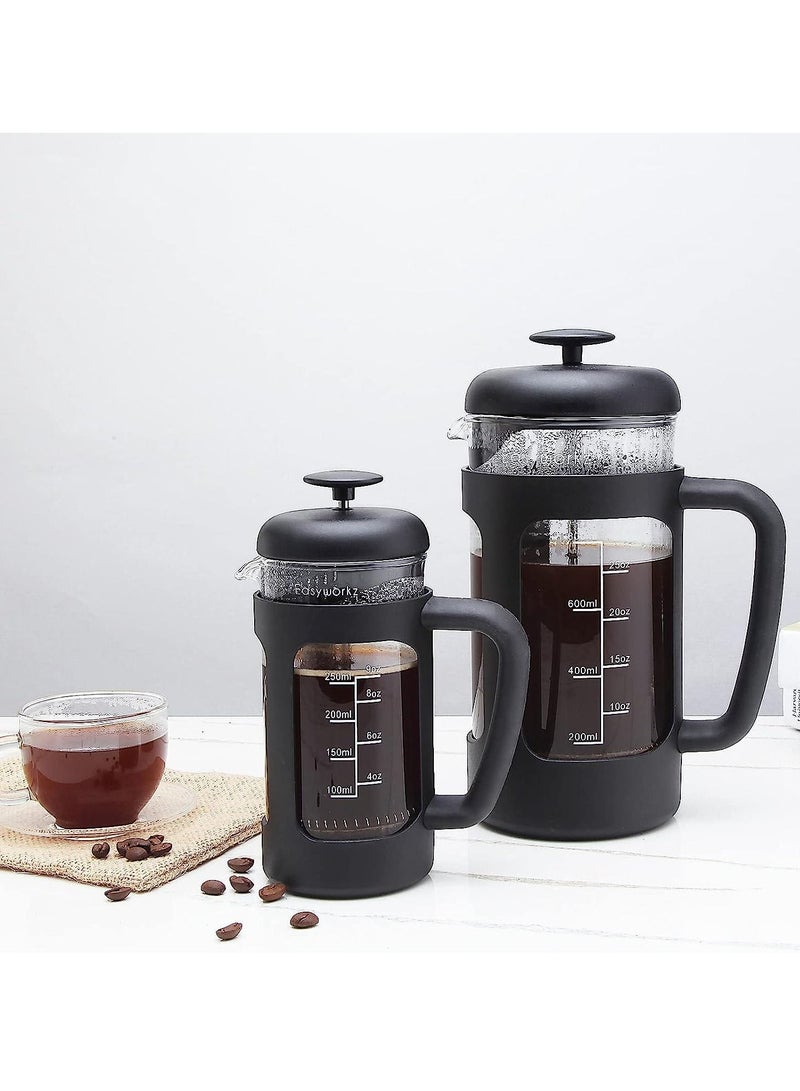 Gonice French Press 350ml Coffee Tea Maker with Borosilicate Glass,Non-slip Soft Grip Handle  - Image 3