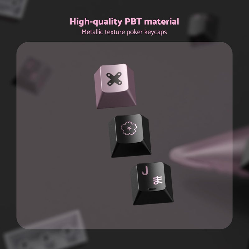 dagaladoo PBT Keycaps with Metal Paint,112-Key Black/Pink Custom Keycap Set dye Sublimation,Cherry Profile Key caps for 61/64/66/68/75/84/87 MX Switches Mechanical Keyboards - Image 5