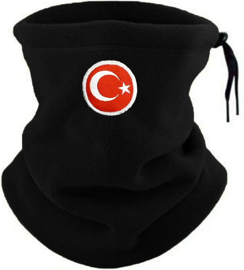 Hepsine Rakip Rival to All Women's Men's Fleece Neck Collar Winter Stringed Beret with Flag Embroidery