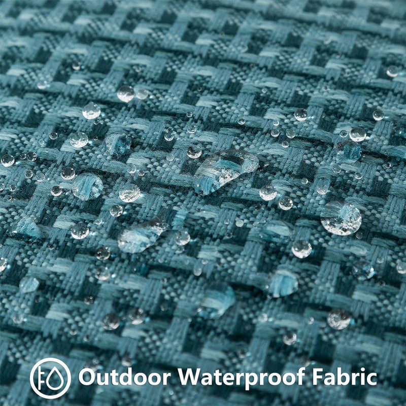 UGS UGASA UGASA Outdoor Waterproof Pillow Covers Pack of 2 Weaving Texture Water Resistant Outside Decorative Pillow Cases for Patio Garden Porch Yard Bench Tent 12x20 Inch  Teal - Image 3