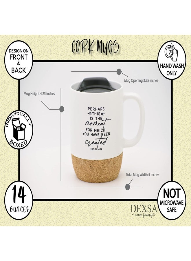 Dexsa Ceramic Designer Coffee Mug | Perhaps this is the moment for which you have been created Esther 4:14 | Holds 14 ounces | Cork Bottom with Lid | Great for Coffee, Tea, Soups, Hot Chocolate - Image 5