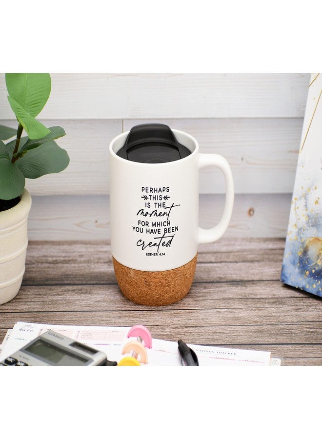 Dexsa Ceramic Designer Coffee Mug | Perhaps this is the moment for which you have been created Esther 4:14 | Holds 14 ounces | Cork Bottom with Lid | Great for Coffee, Tea, Soups, Hot Chocolate - Image 2