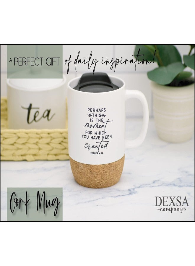 Dexsa Ceramic Designer Coffee Mug | Perhaps this is the moment for which you have been created Esther 4:14 | Holds 14 ounces | Cork Bottom with Lid | Great for Coffee, Tea, Soups, Hot Chocolate - Image 4