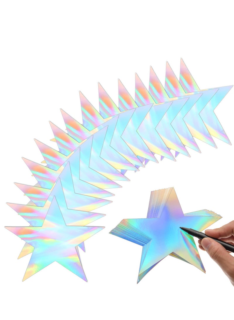 Excefore 100 Pieces Iridescent Stars Cutouts Double Printed Star Cutouts Aluminum Foil Paper Star Confetti Cutouts 6 Inch Large Glitter Stars Decoration for Bulletin Board Wedding Holographic Party Supplies - Image 1
