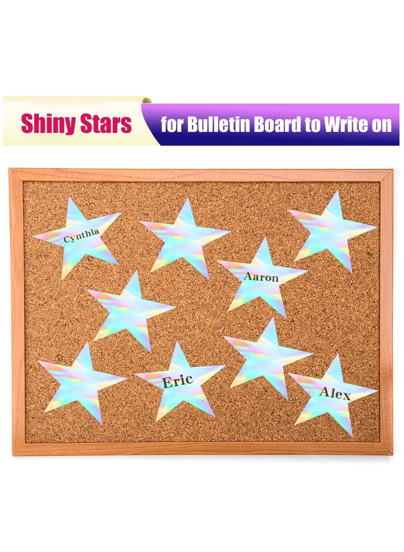 Excefore 100 Pieces Iridescent Stars Cutouts Double Printed Star Cutouts Aluminum Foil Paper Star Confetti Cutouts 6 Inch Large Glitter Stars Decoration for Bulletin Board Wedding Holographic Party Supplies - Image 4