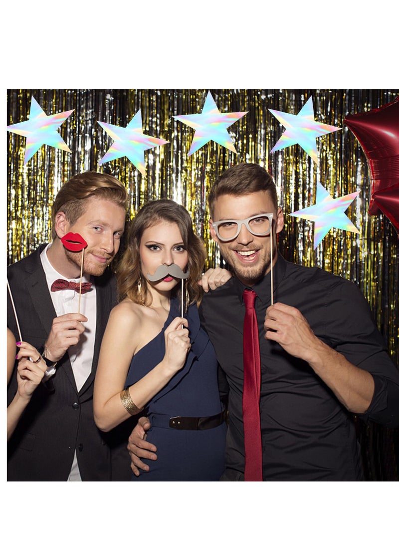 Excefore 100 Pieces Iridescent Stars Cutouts Double Printed Star Cutouts Aluminum Foil Paper Star Confetti Cutouts 6 Inch Large Glitter Stars Decoration for Bulletin Board Wedding Holographic Party Supplies - Image 5