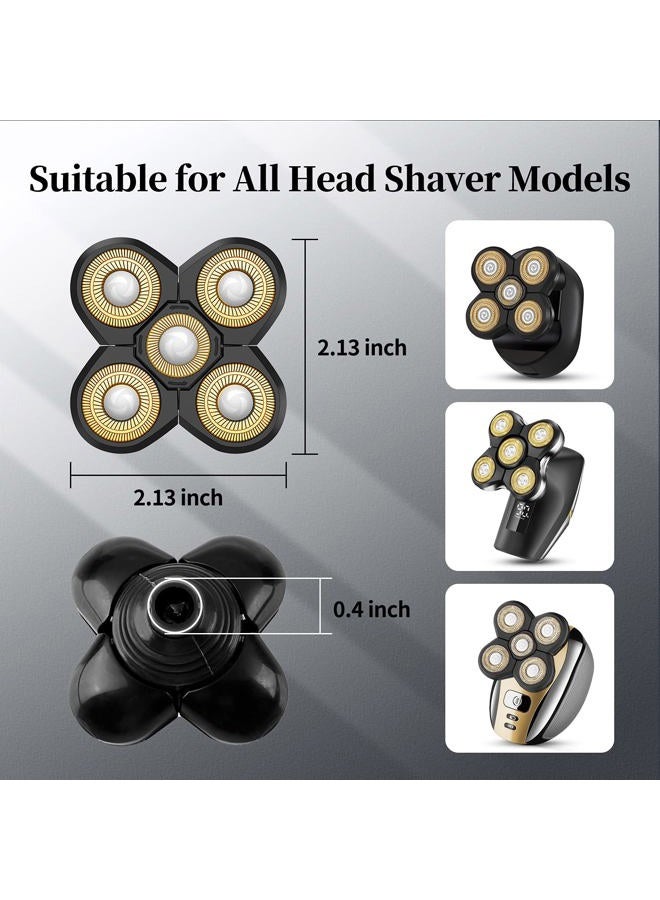 vsmooth Replacement Head for Electric Shaver 5D Close Mens Electric Razor Head Waterproof Head Shavers for Men Replacement Head Wet & Dry Bald Shavers Blade (Gold) - Image 3