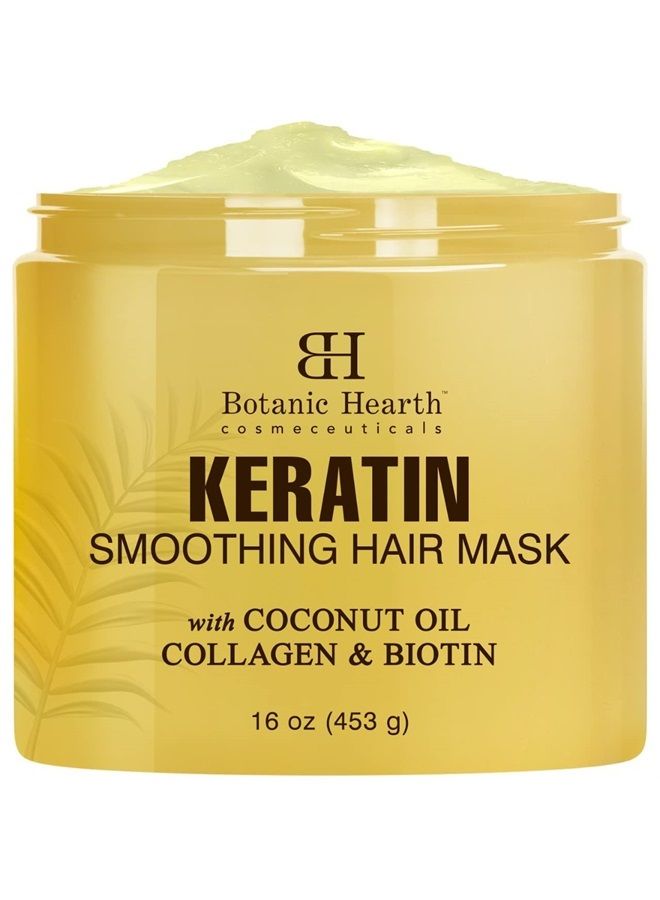 Botanic Hearth Keratin Hair Mask - Biotin, Collagen & Coconut Oil - for Dry Damaged Color Treated Hair - Restore, Repair, Smoothing, Conditioning & Strengthen All Hair Types - for Men & Women - 16 oz - Image 1