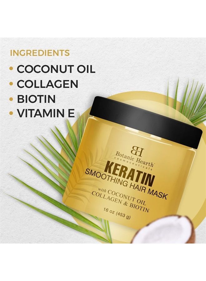 Botanic Hearth Keratin Hair Mask - Biotin, Collagen & Coconut Oil - for Dry Damaged Color Treated Hair - Restore, Repair, Smoothing, Conditioning & Strengthen All Hair Types - for Men & Women - 16 oz - Image 3