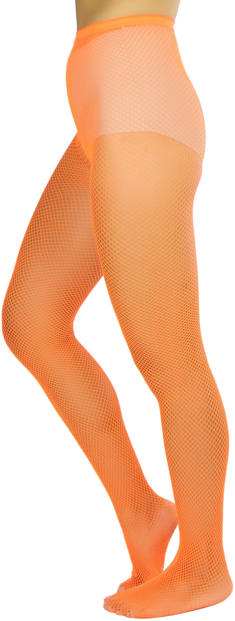 ToBeInStyle Women’s Sexy Vibrant Fine Classic Fishnet Full Footed Pantyhose - Neon Orange - One Size Regular - Image 3