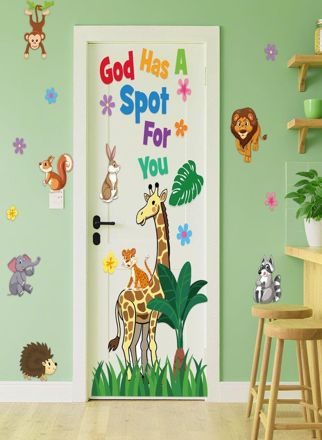 Honoson 43 Pcs Sunday School Classroom Door Decor Bulletin Board Set God Has a Spot for You Door Decor Jungle Safari Cutout for Classroom Back to School Educational Learning Activities - Image 4
