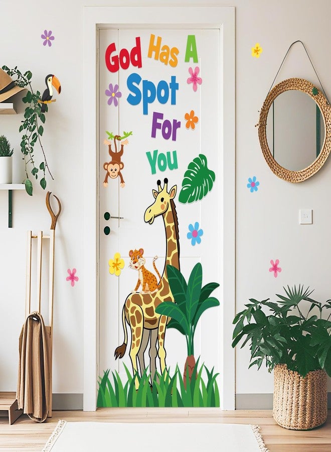 Honoson 43 Pcs Sunday School Classroom Door Decor Bulletin Board Set God Has a Spot for You Door Decor Jungle Safari Cutout for Classroom Back to School Educational Learning Activities - Image 3