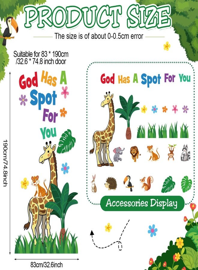 Honoson 43 Pcs Sunday School Classroom Door Decor Bulletin Board Set God Has a Spot for You Door Decor Jungle Safari Cutout for Classroom Back to School Educational Learning Activities - Image 2