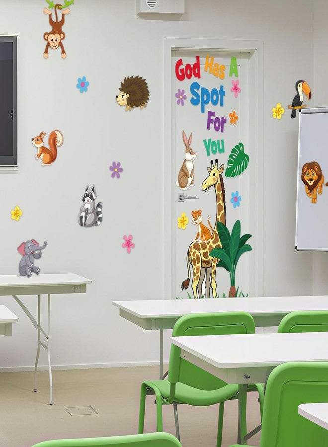 Honoson 43 Pcs Sunday School Classroom Door Decor Bulletin Board Set God Has a Spot for You Door Decor Jungle Safari Cutout for Classroom Back to School Educational Learning Activities - Image 5