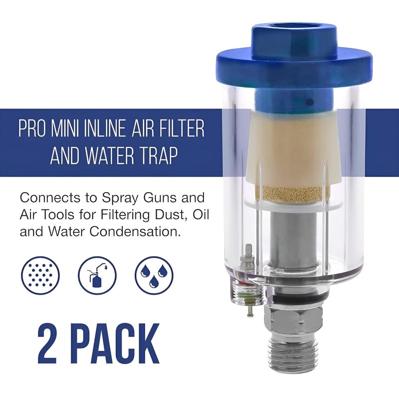 HCHGI HYDROCHROME HYDROGRAPHICS IN HCHGI Mini inLine Air Filter Oil Water Separator Drain Valve Water Trap Air Dryer Removes Moisture Dirt Use on Compressor Air Line Hose Air Tools Spray Guns Pack of 1  - Image 3