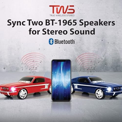 QFX Bluetooth 1965 Retro Car Replica Speaker, 3-inch Speakers, Hands Free Link, Built-in Microphone, FM Radio and LED Party Lights, Black - BT-1965-BLK - Image 5