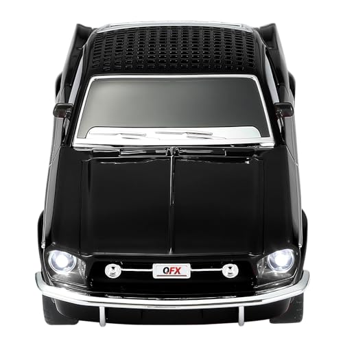 QFX Bluetooth 1965 Retro Car Replica Speaker, 3-inch Speakers, Hands Free Link, Built-in Microphone, FM Radio and LED Party Lights, Black - BT-1965-BLK - Image 1