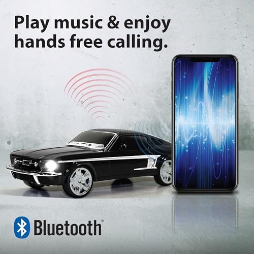 QFX Bluetooth 1965 Retro Car Replica Speaker, 3-inch Speakers, Hands Free Link, Built-in Microphone, FM Radio and LED Party Lights, Black - BT-1965-BLK - Image 4