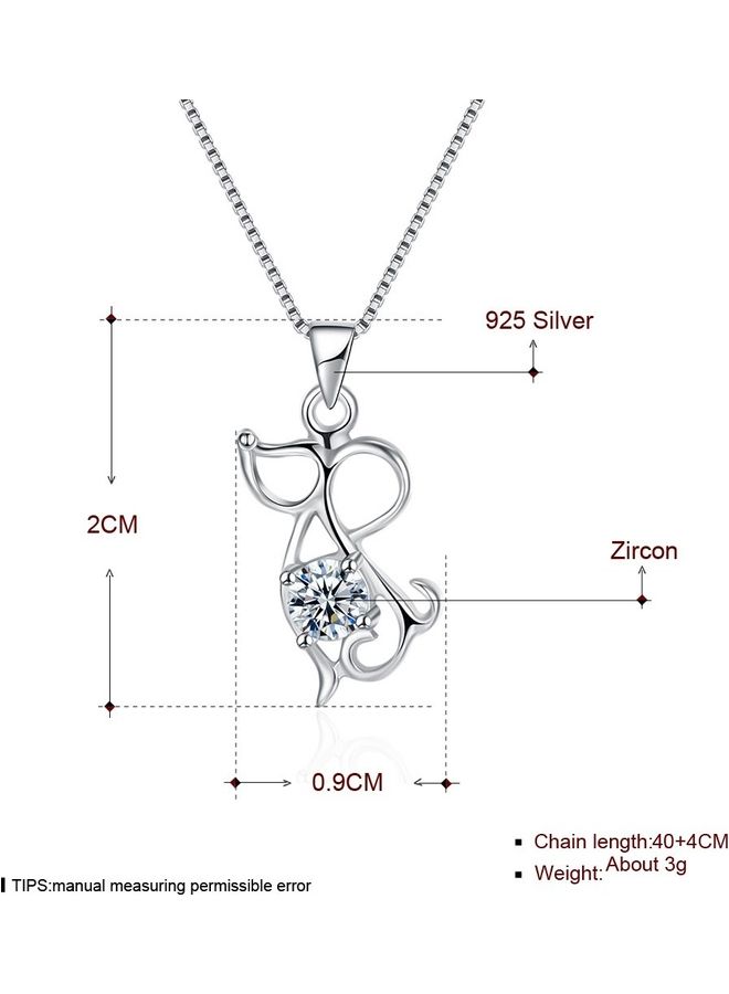 بيرفيي S925 Sterling Silver Crystal Studded Pendant Necklace - Image 2