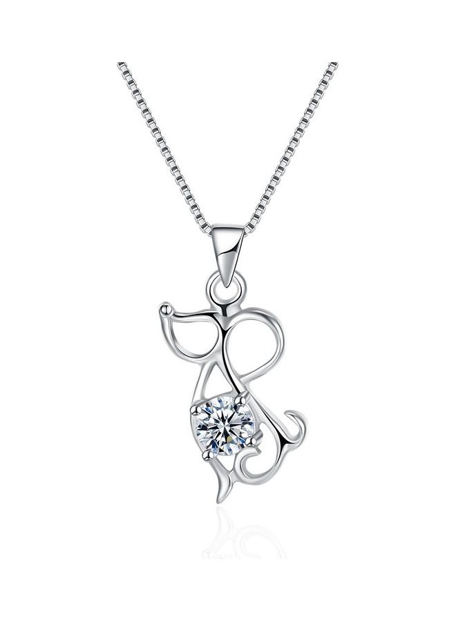 بيرفيي S925 Sterling Silver Crystal Studded Pendant Necklace - Image 1