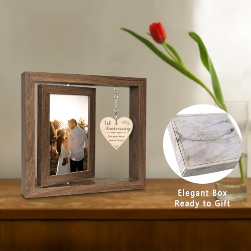 EYITUPC 1 Year Anniversary Picture Frame Gifts, 1st Anniversary Frame for Her Him Girlfriend Boyfriend, Display Two 4x6 Inch - Image 2