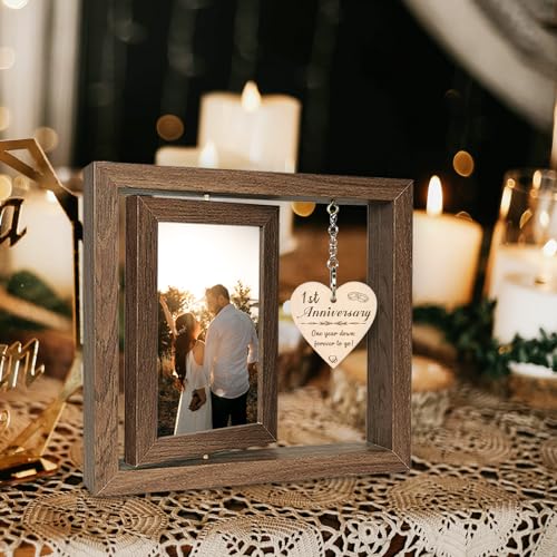 EYITUPC 1 Year Anniversary Picture Frame Gifts, 1st Anniversary Frame for Her Him Girlfriend Boyfriend, Display Two 4x6 Inch - Image 4
